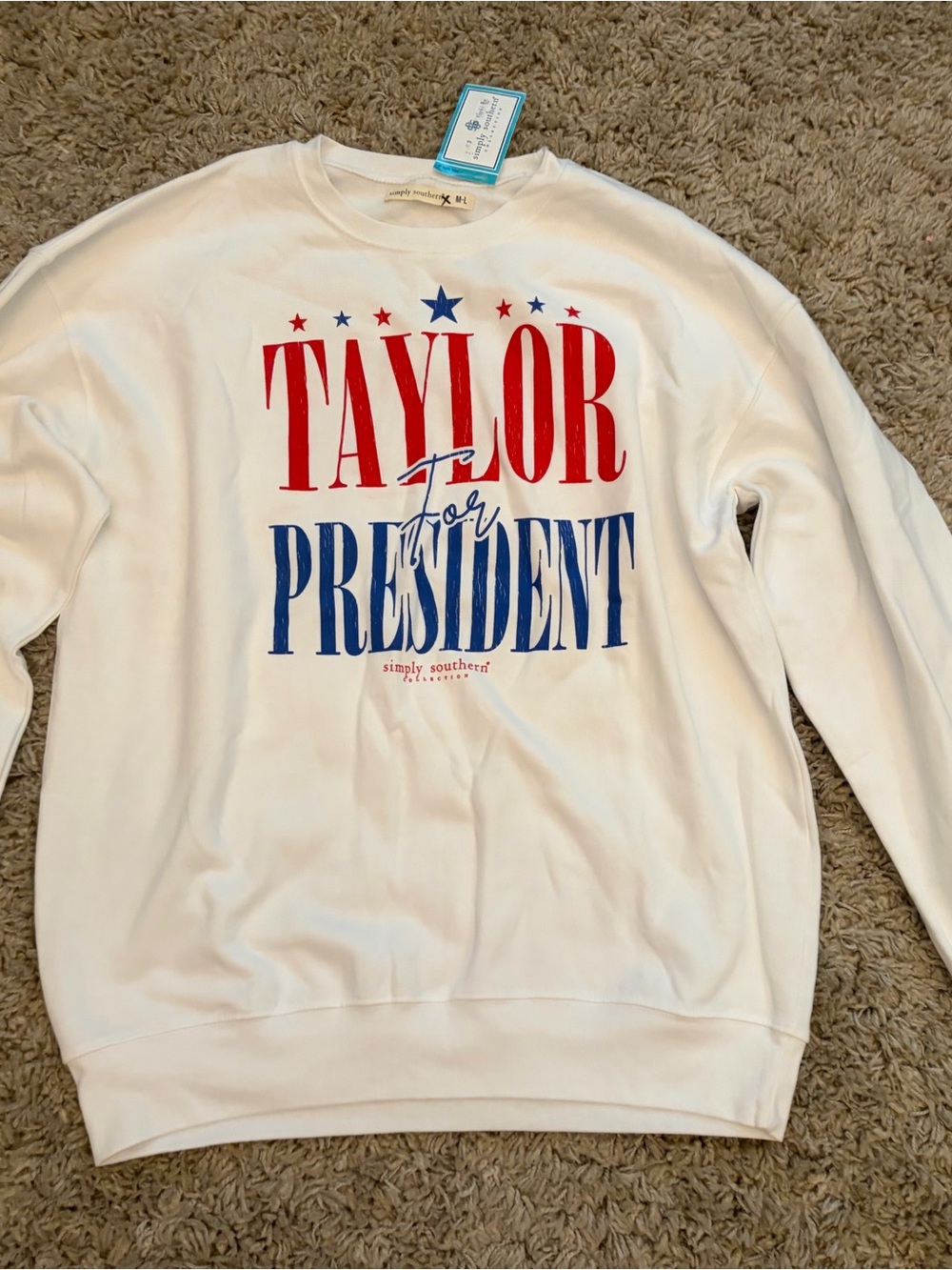 Simply Southern White Taylor for President Graphic Crewneck